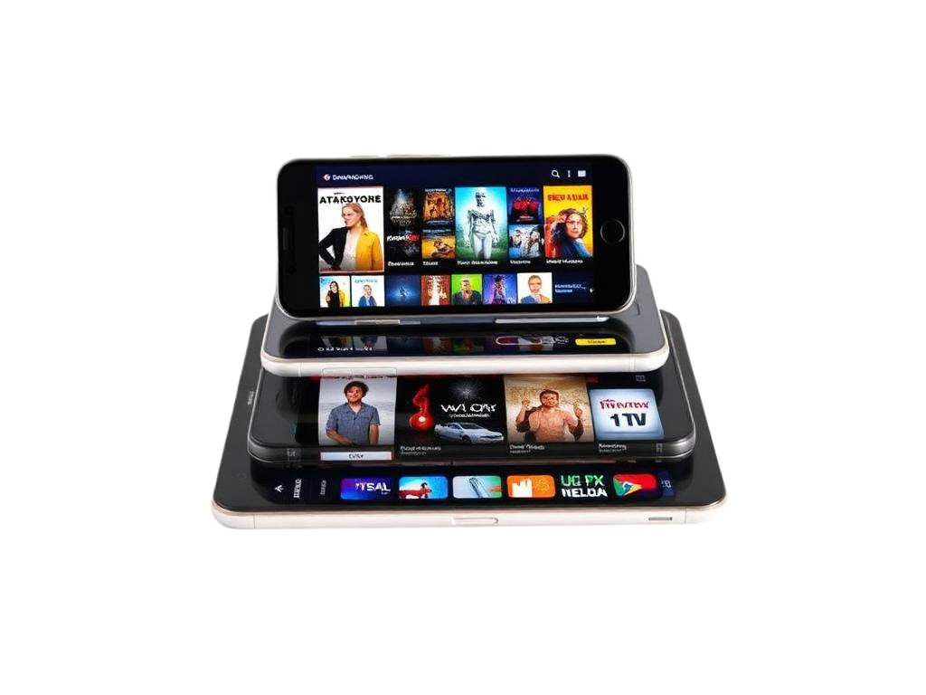 Xtreme HD IPTV app shown on phones and tablets
